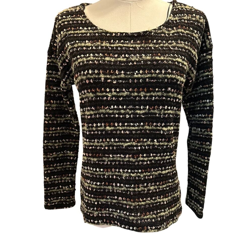 VTG Sweater L Multicolor Popcorn Retro Goth Preppy USA Y2K Havana Mixed Textile